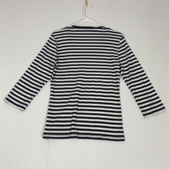 Tommy Hilfiger Shirt Teens Large Blue/White Striped Long Sleeve V Neck Pullover - Picture 2 of 16